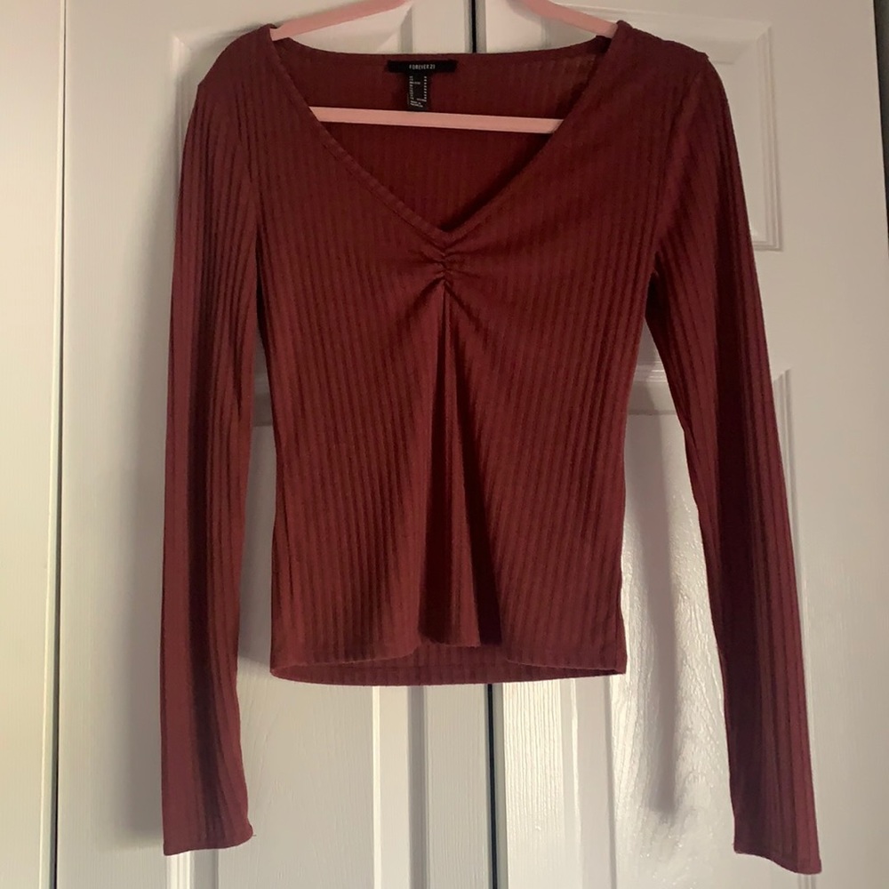 Burgundy Ribbed Long Sleeve